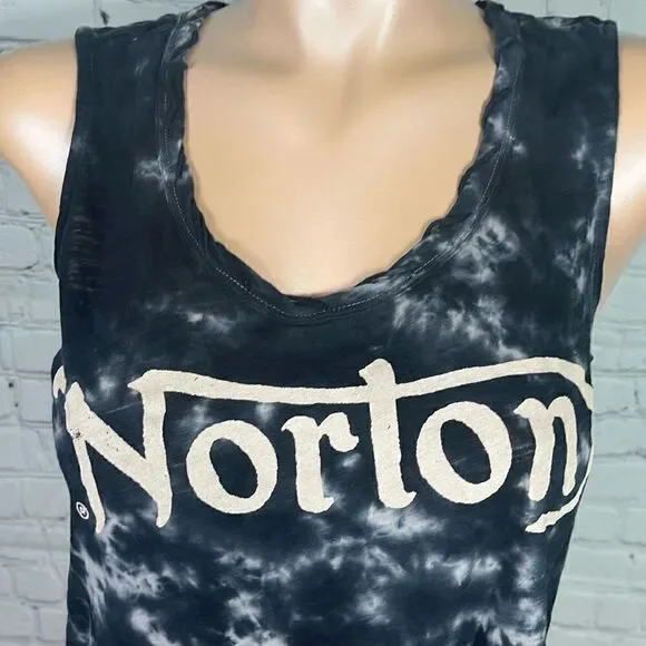 Lucky Brand Norton Motorcycle Tank bleach wash w/lace detail medium - Picture 4 of 8